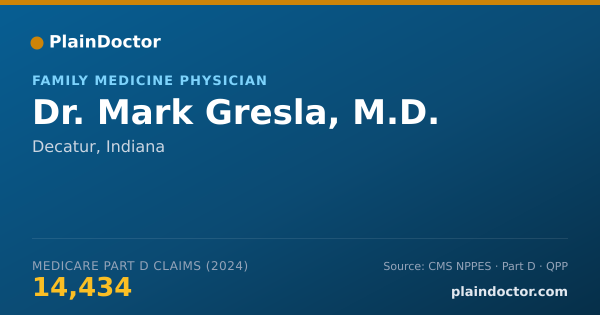 Shareable card for Mark Gresla, M.D. - Family Medicine Physician, Decatur, IN