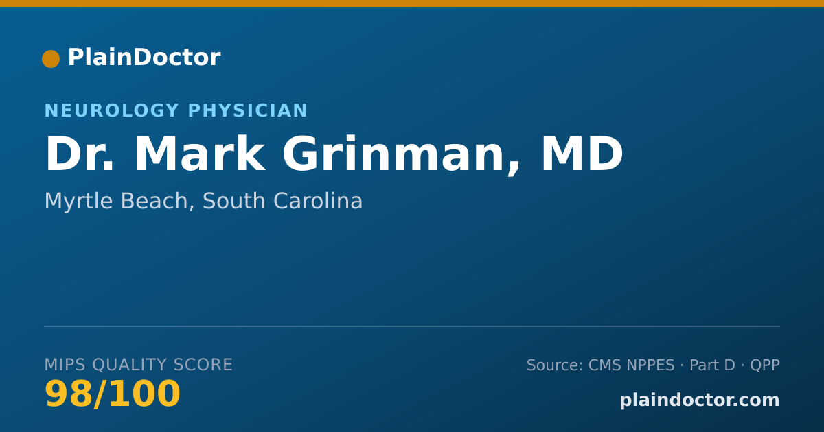 Shareable card for Mark Grinman, MD - Neurology Physician, Myrtle Beach, SC