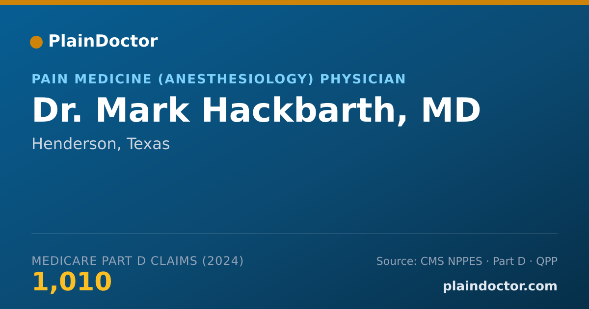 Shareable card for Mark Hackbarth, MD - Pain Medicine (Anesthesiology) Physician, Henderson, TX