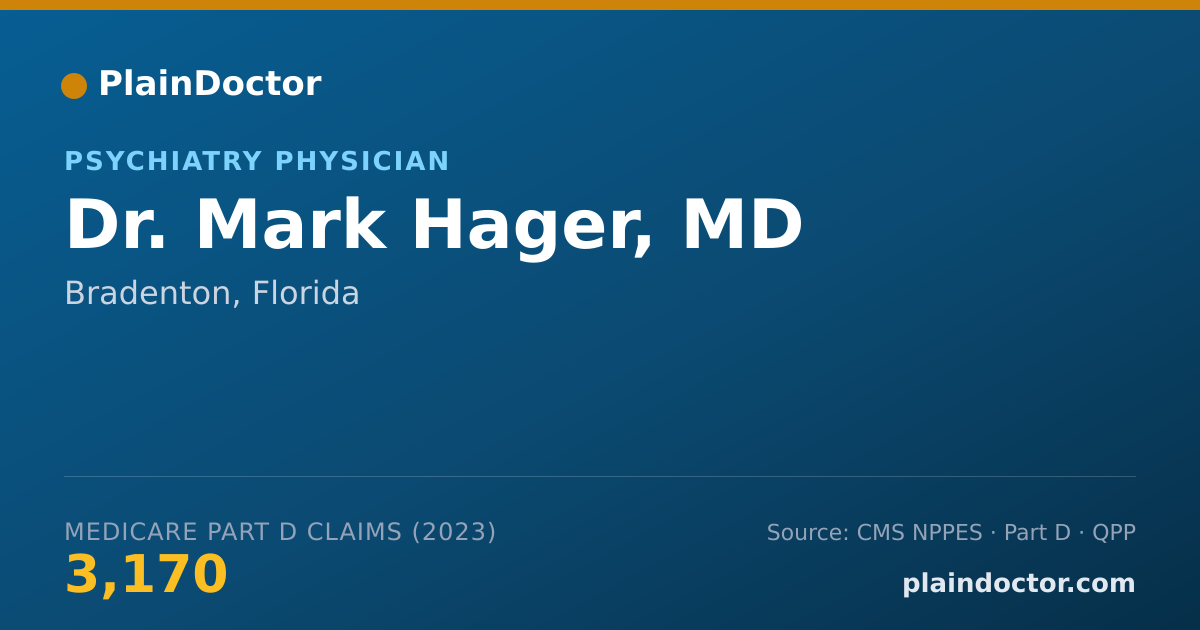 Shareable card for Mark Hager, MD - Psychiatry Physician, Bradenton, FL