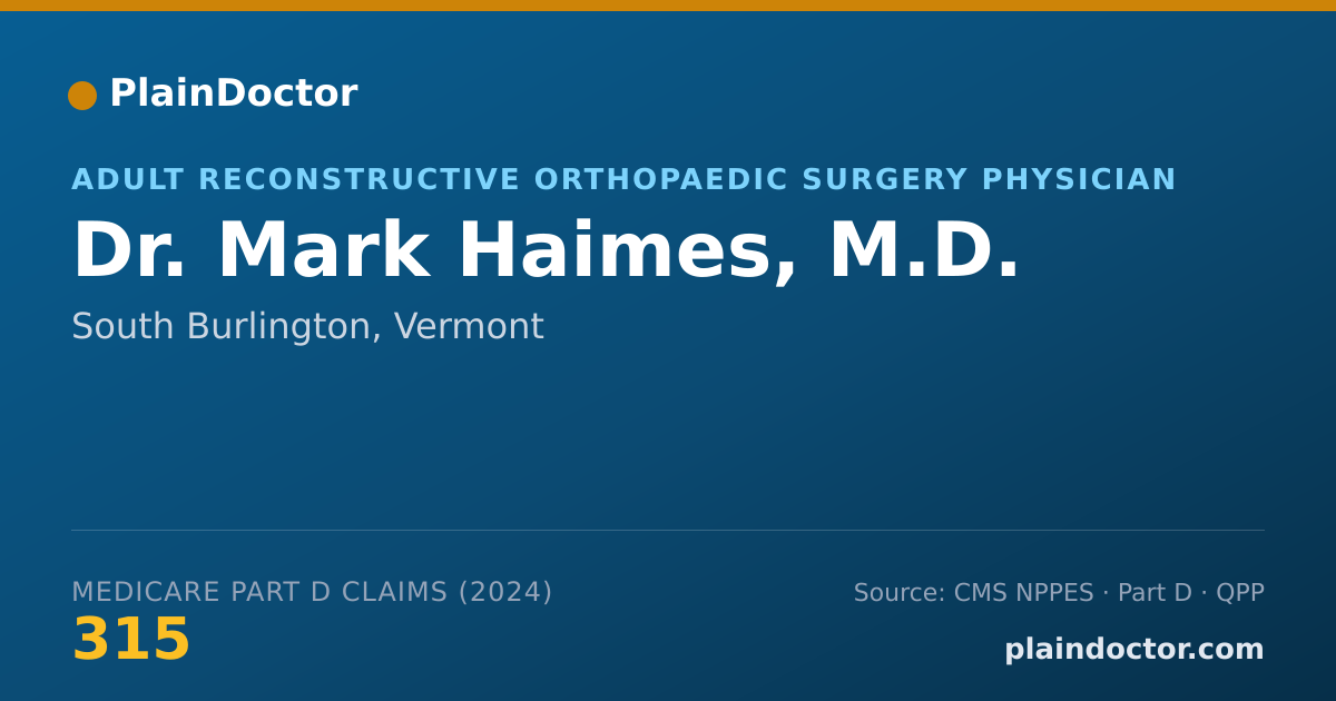 Shareable card for Mark Haimes, M.D. - Adult Reconstructive Orthopaedic Surgery Physician, South Burlington, VT
