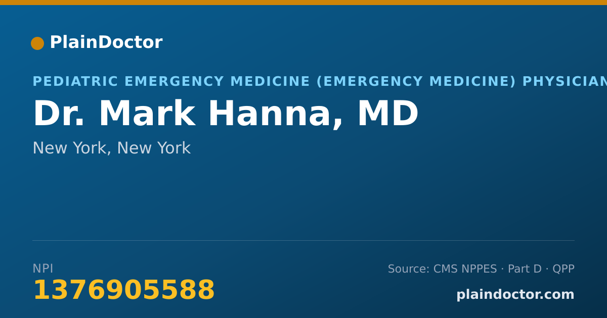 Shareable card for Mark Hanna, MD - Pediatric Emergency Medicine (Emergency Medicine) Physician, New York, NY