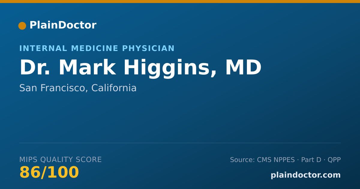 Shareable card for Mark Higgins, MD - Internal Medicine Physician, San Francisco, CA
