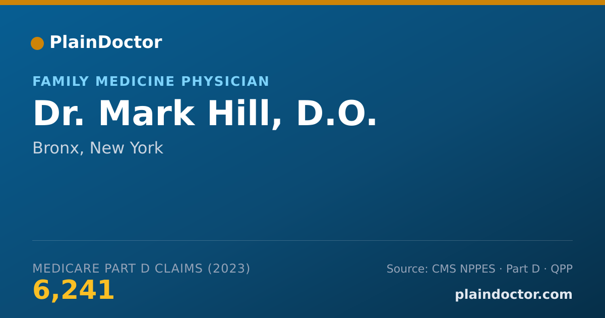 Shareable card for Mark Hill, D.O. - Family Medicine Physician, Bronx, NY
