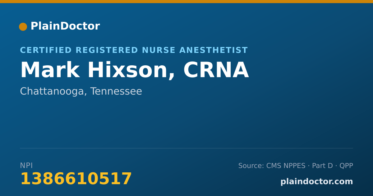 Shareable card for Mark Hixson, CRNA - Certified Registered Nurse Anesthetist, Chattanooga, TN