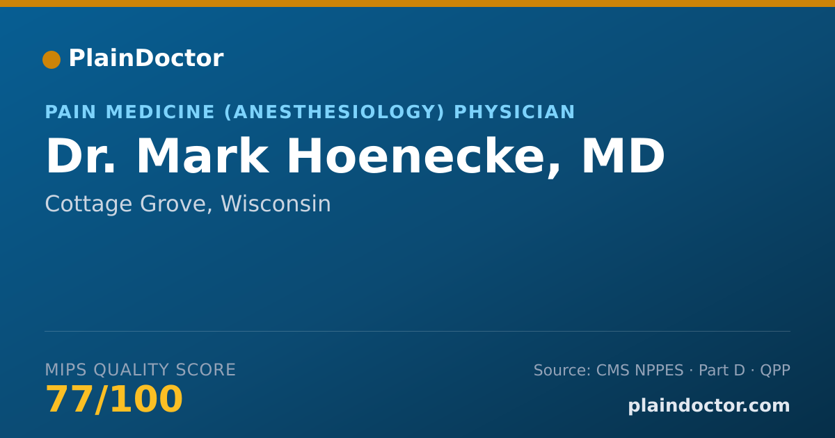 Shareable card for Mark Hoenecke, MD - Pain Medicine (Anesthesiology) Physician, Cottage Grove, WI