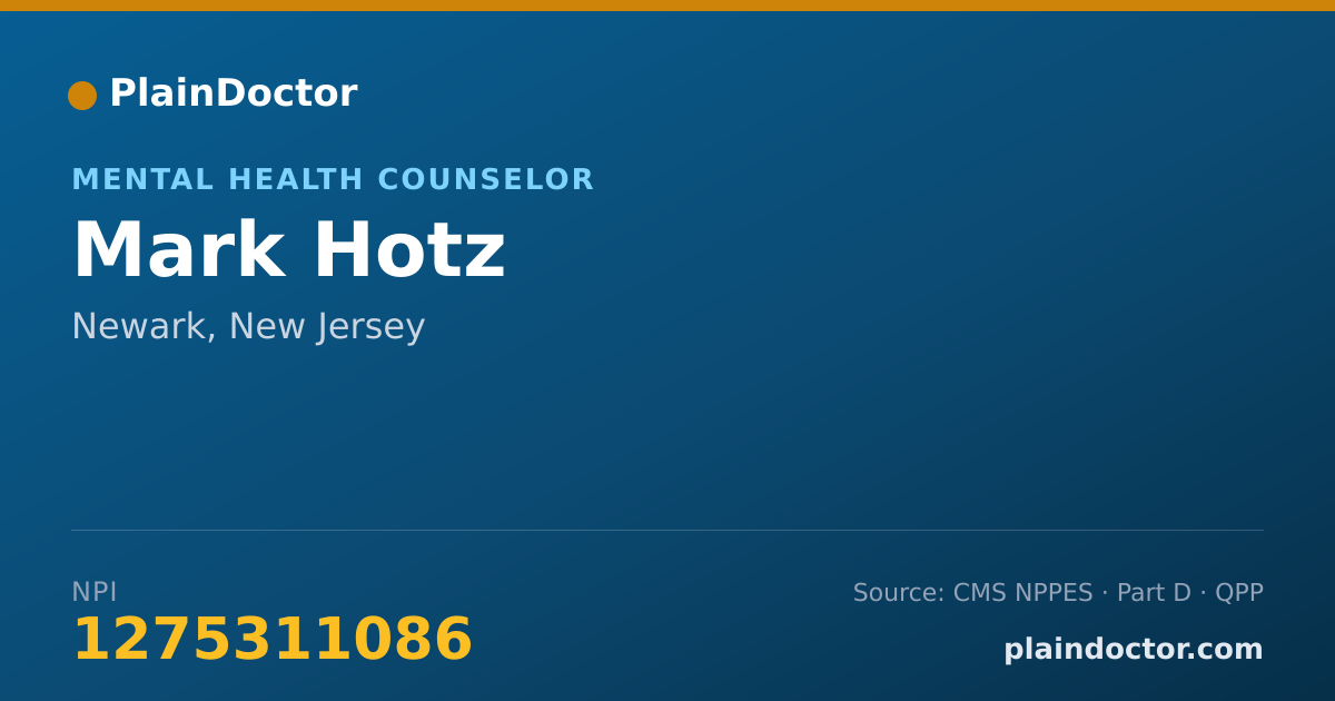 Shareable card for Mark Hotz - Mental Health Counselor, Newark, NJ