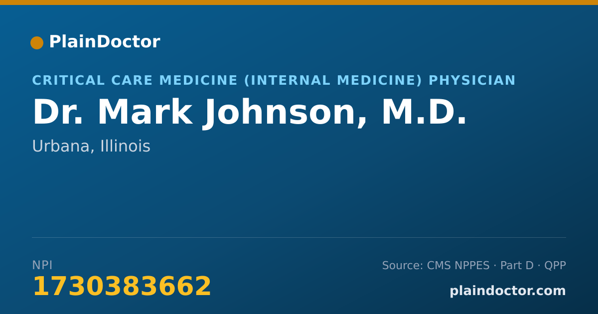 Shareable card for Mark Johnson, M.D. - Critical Care Medicine (Internal Medicine) Physician, Urbana, IL
