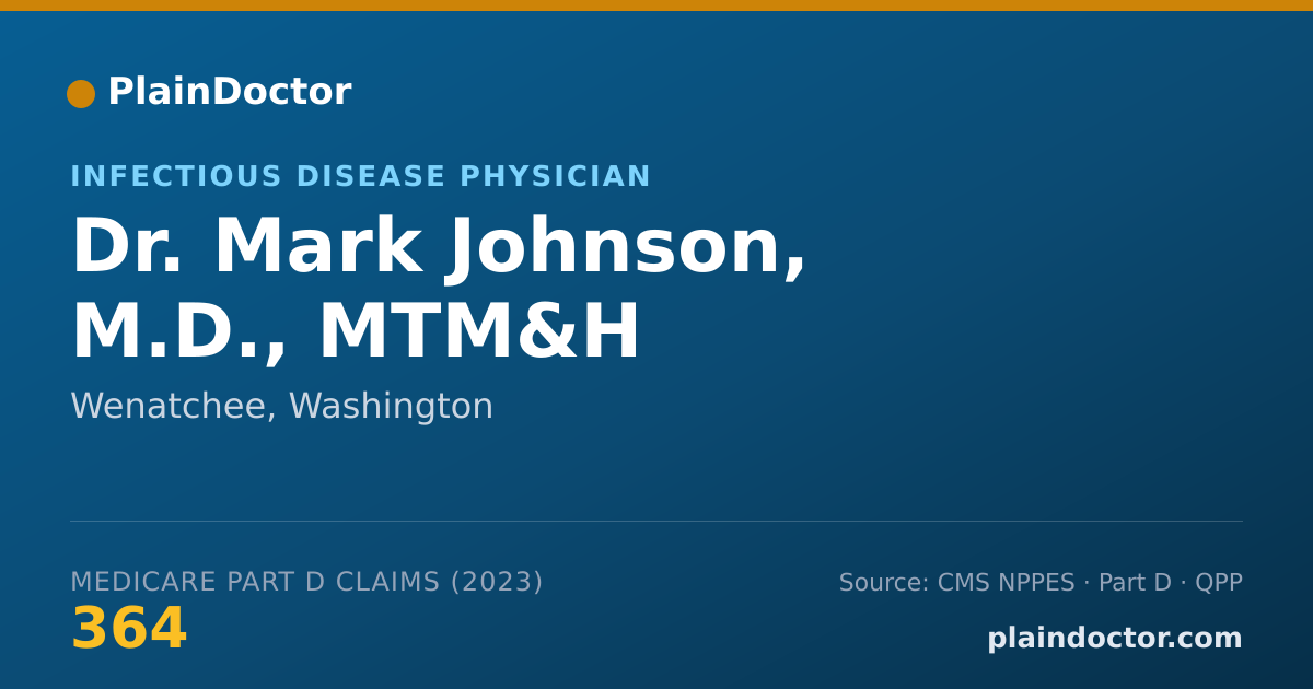Shareable card for Mark Johnson, M.D., MTM&H - Infectious Disease Physician, Wenatchee, WA