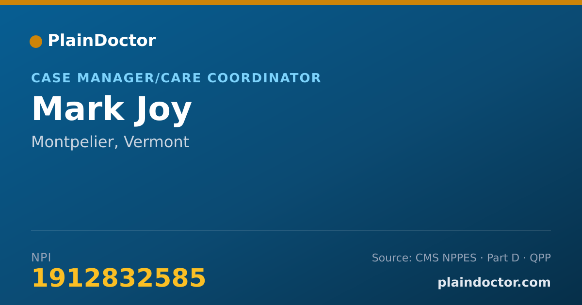 Shareable card for Mark Joy - Peer Specialist, Montpelier, VT