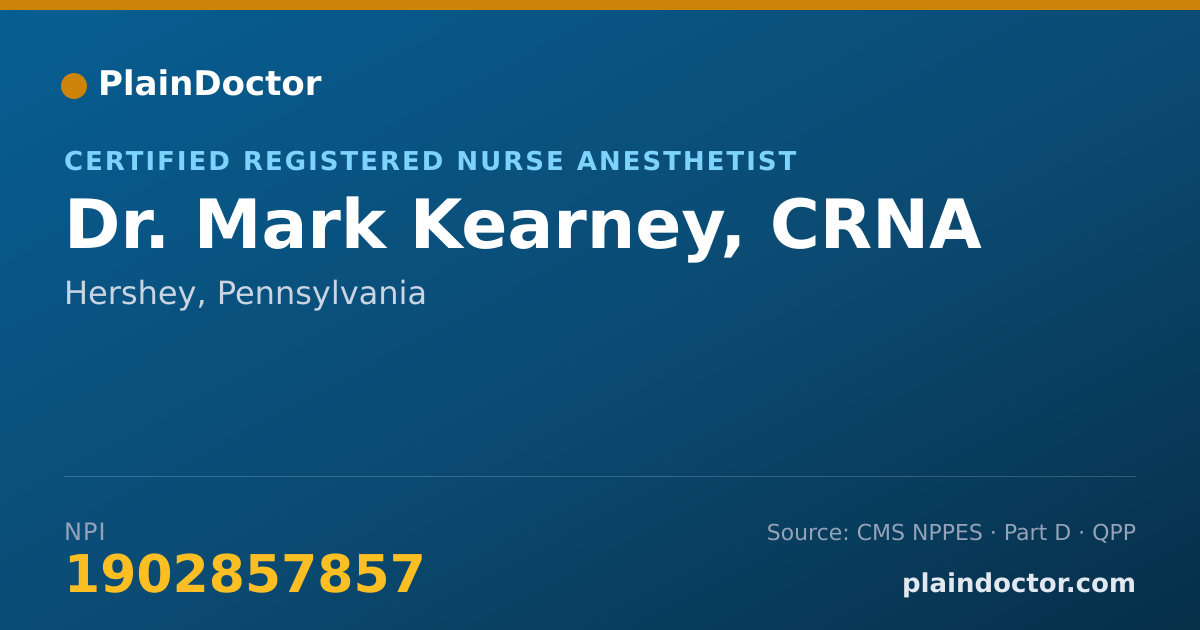 Shareable card for Mark Kearney, CRNA - Certified Registered Nurse Anesthetist, Hershey, PA