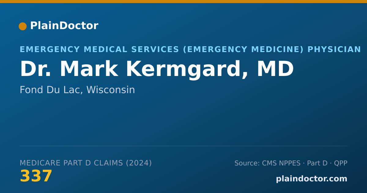 Shareable card for Mark Kermgard, MD - Emergency Medical Services (Emergency Medicine) Physician, Fond Du Lac, WI