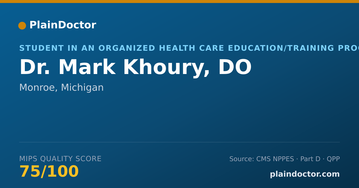Shareable card for Mark Khoury, DO - Student in an Organized Health Care Education/Training Program, Monroe, MI