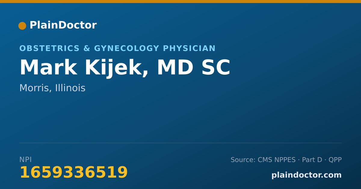 Shareable card for Mark Kijek, MD SC - Obstetrics & Gynecology Physician, Morris, IL
