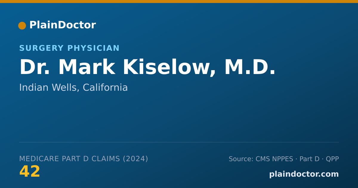 Shareable card for Mark Kiselow, M.D. - Surgery Physician, Indian Wells, CA