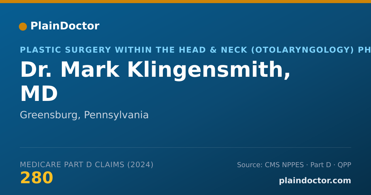 Shareable card for Mark Klingensmith, MD - Plastic Surgery within the Head & Neck (Otolaryngology) Physician, Greensburg, PA