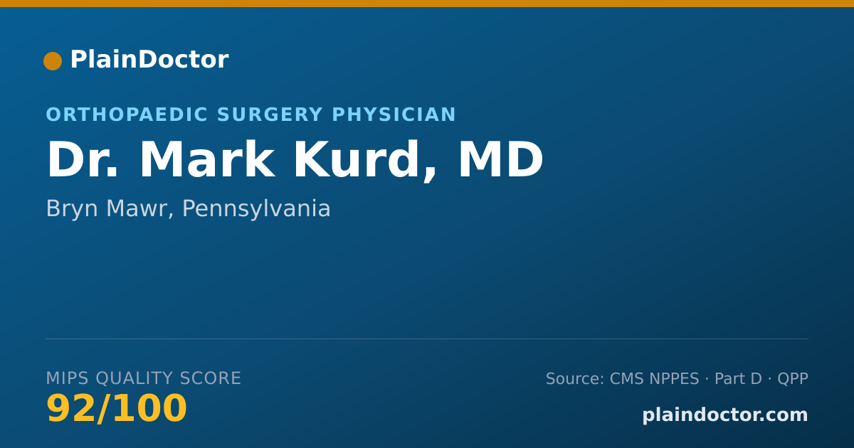 Shareable card for Mark Kurd, MD - Orthopaedic Surgery Physician, Bryn Mawr, PA