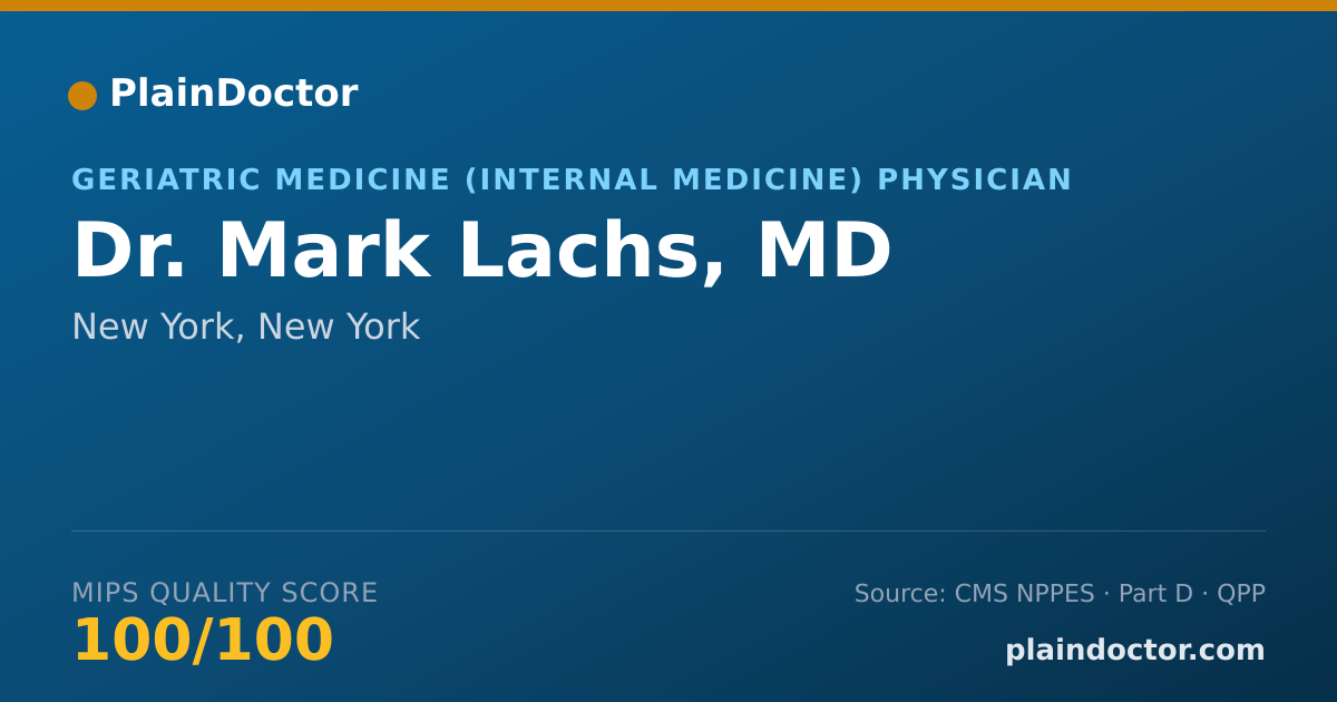 Shareable card for Mark Lachs, MD - Geriatric Medicine (Internal Medicine) Physician, New York, NY