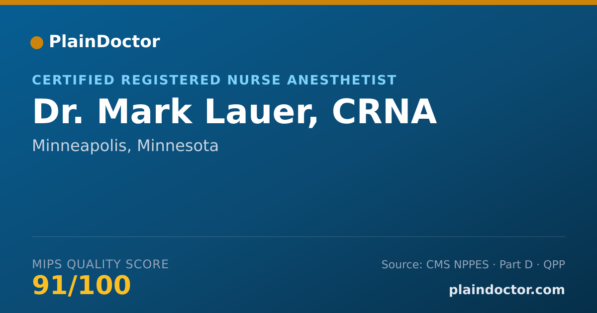 Shareable card for Mark Lauer, CRNA - Certified Registered Nurse Anesthetist, Minneapolis, MN