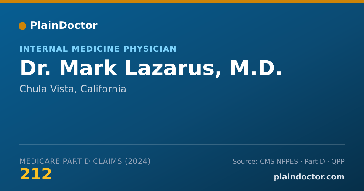 Shareable card for Mark Lazarus, M.D. - Internal Medicine Physician, Chula Vista, CA