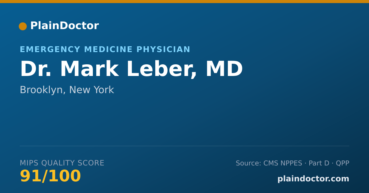 Shareable card for Mark Leber, MD - Emergency Medicine Physician, Brooklyn, NY