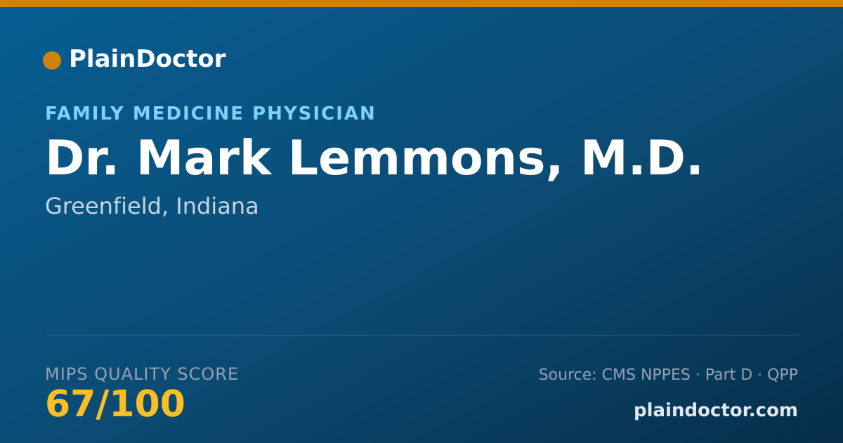 Shareable card for Mark Lemmons, M.D. - Family Medicine Physician, Greenfield, IN