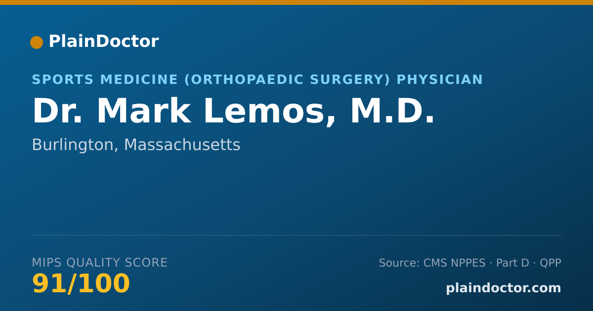 Shareable card for Mark Lemos, M.D. - Orthopaedic Surgery Physician, Burlington, MA