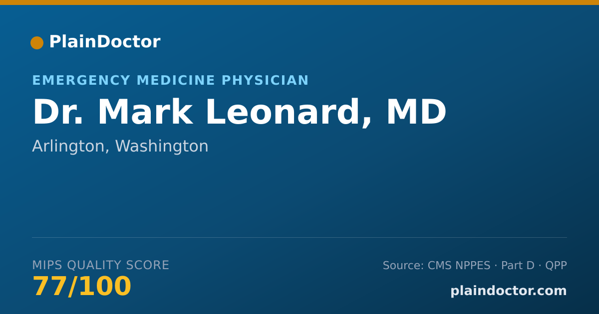 Shareable card for Mark Leonard, MD - Emergency Medicine Physician, Arlington, WA