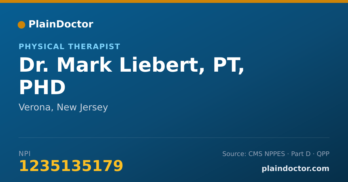 Shareable card for Mark Liebert, PT, PHD - Physical Therapist, Verona, NJ