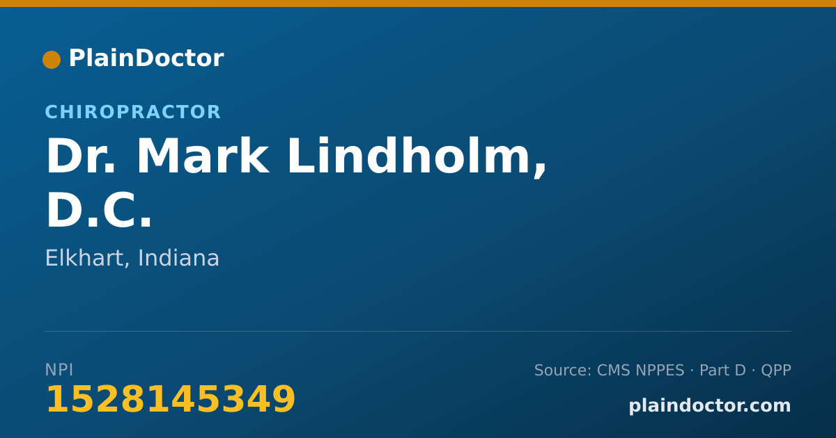 Shareable card for Mark Lindholm, D.C. - Chiropractor, Elkhart, IN