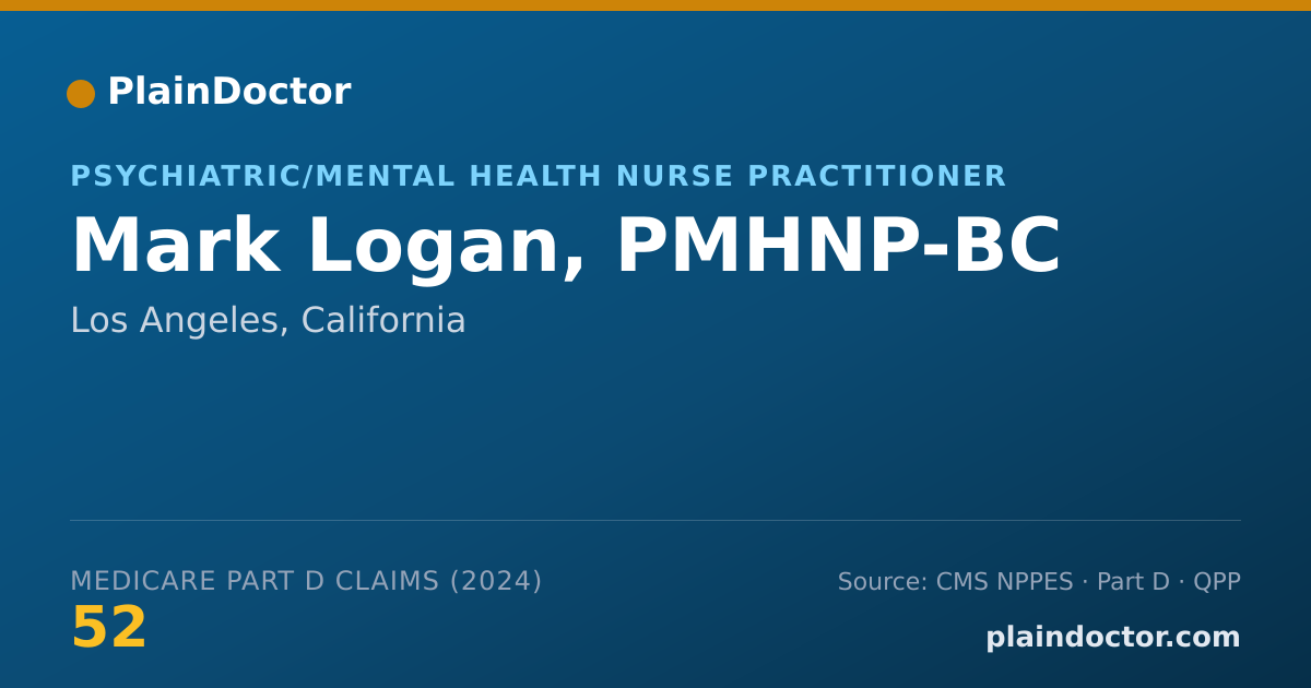 Shareable card for Mark Logan, PMHNP-BC - Psychiatric/Mental Health Nurse Practitioner, Los Angeles, CA
