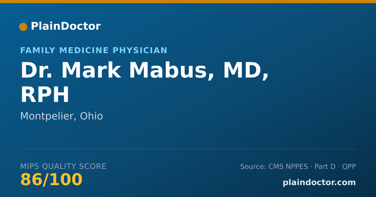 Shareable card for Mark Mabus, MD, RPH - Family Medicine Physician, Montpelier, OH
