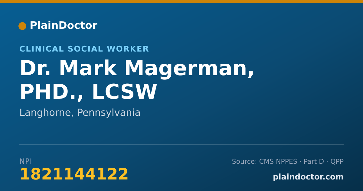 Shareable card for Mark Magerman, PHD., LCSW - Clinical Social Worker, Langhorne, PA