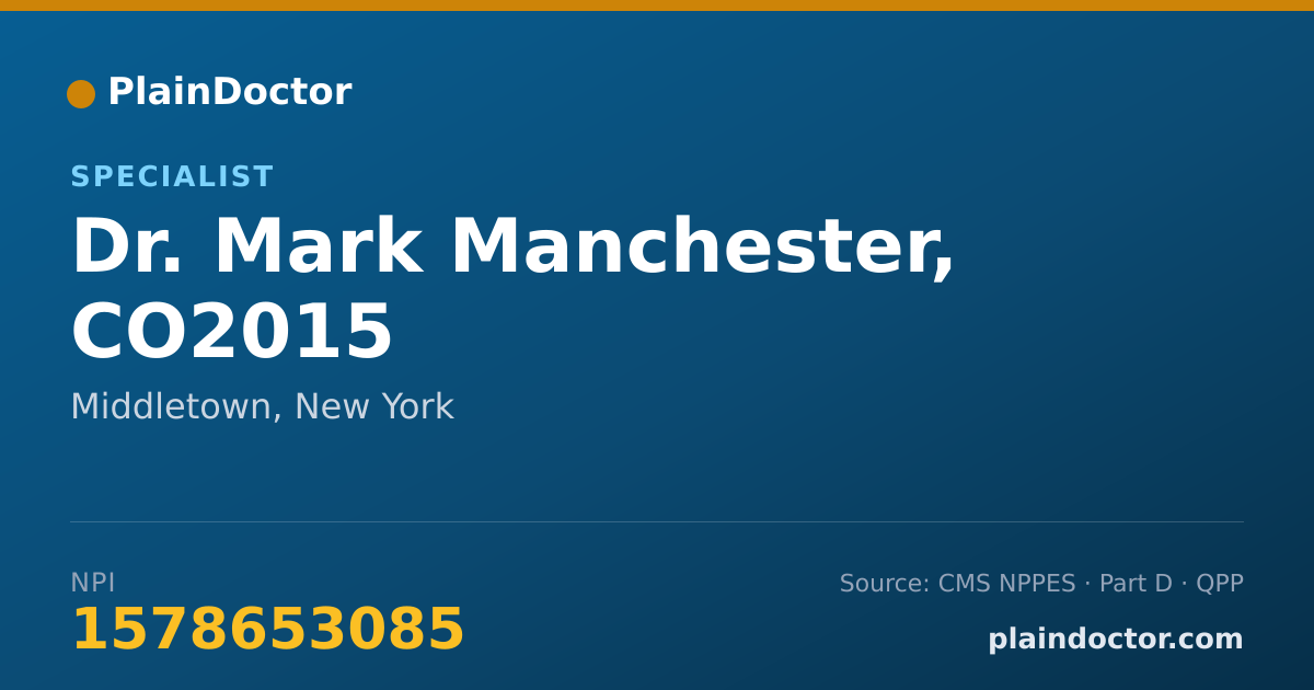 Shareable card for Mark Manchester, CO2015 - Specialist, Middletown, NY