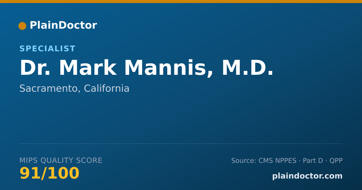 Shareable card for Mark Mannis, M.D. - Specialist, Sacramento, CA