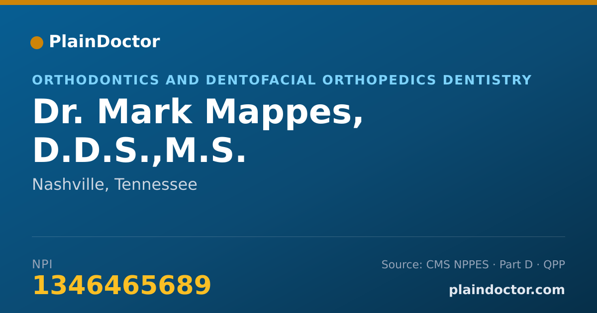 Shareable card for Mark Mappes, D.D.S.,M.S. - Orthodontics and Dentofacial Orthopedics Dentistry, Nashville, TN