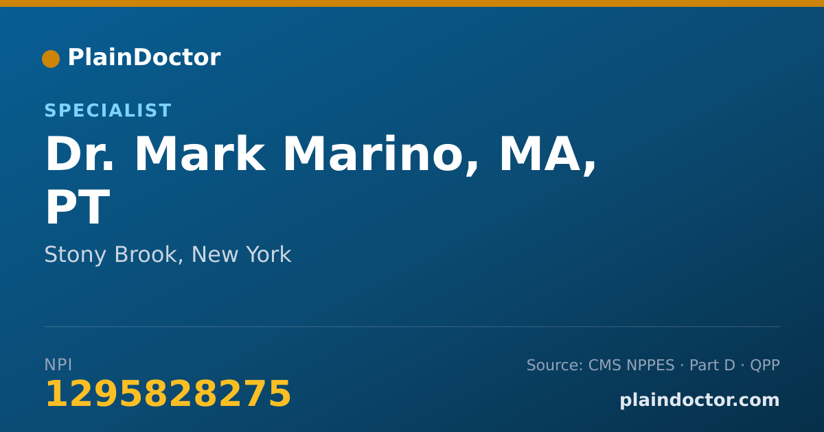 Shareable card for Mark Marino, MA, PT - Specialist, Stony Brook, NY