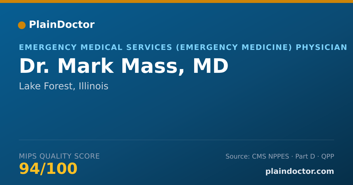 Shareable card for Mark Mass, MD - Emergency Medical Services (Emergency Medicine) Physician, Lake Forest, IL