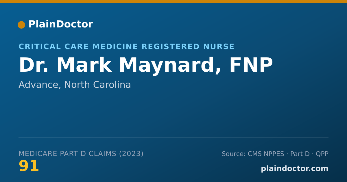 Shareable card for Mark Maynard, FNP - Critical Care Medicine Registered Nurse, Advance, NC