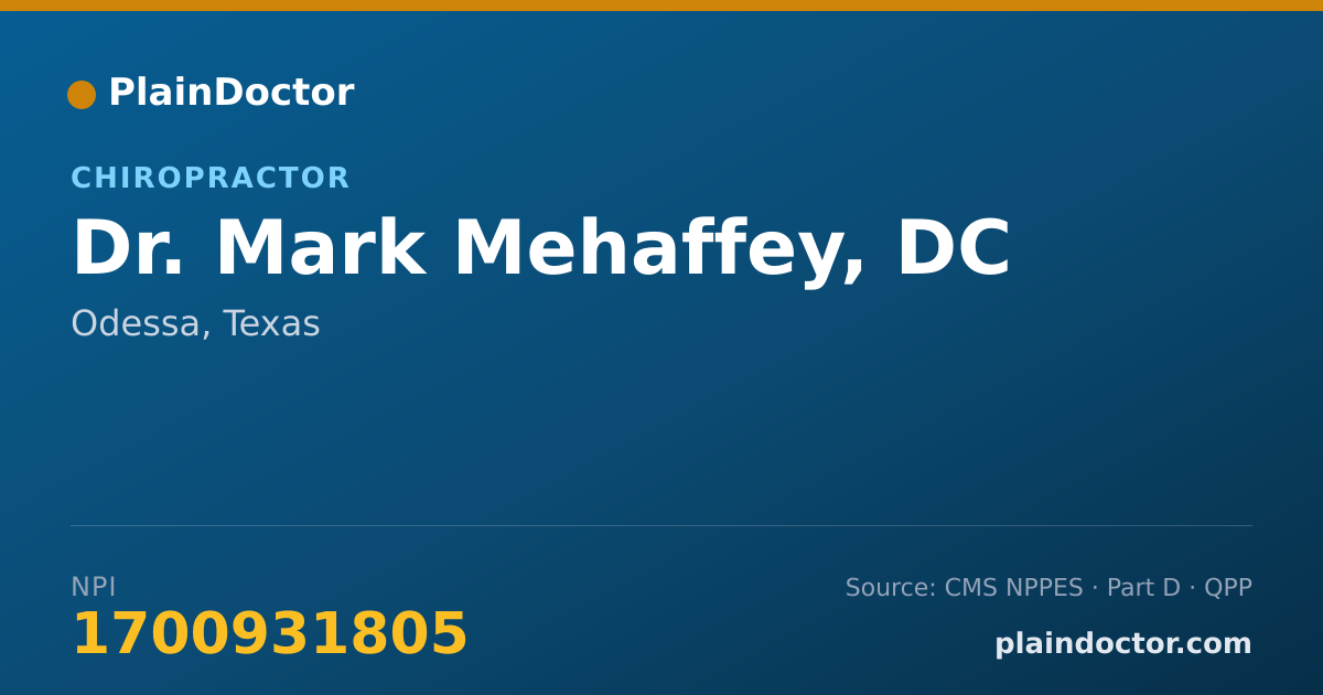 Shareable card for Mark Mehaffey, DC - Chiropractor, Odessa, TX