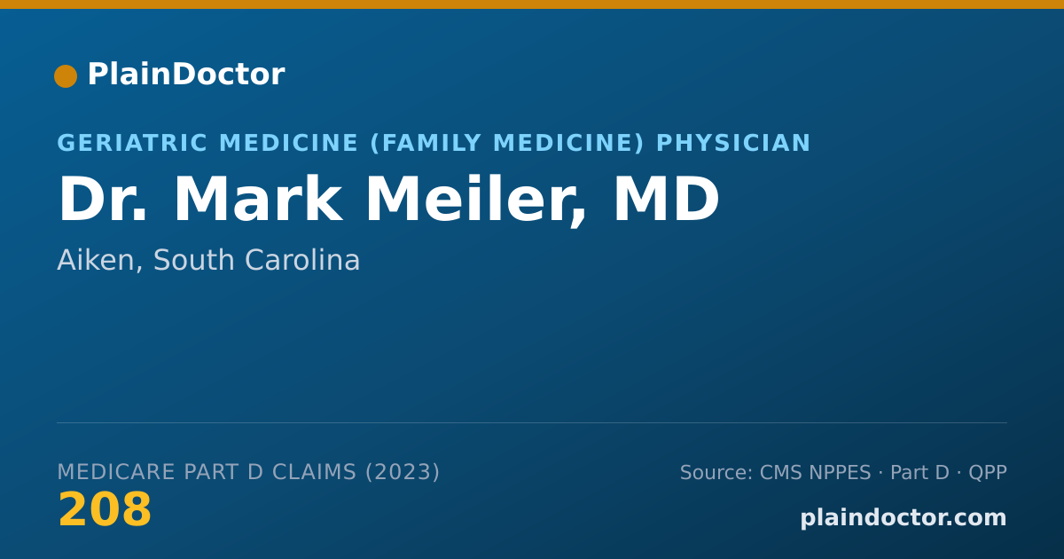 Shareable card for Mark Meiler, MD - Geriatric Medicine (Family Medicine) Physician, Aiken, SC