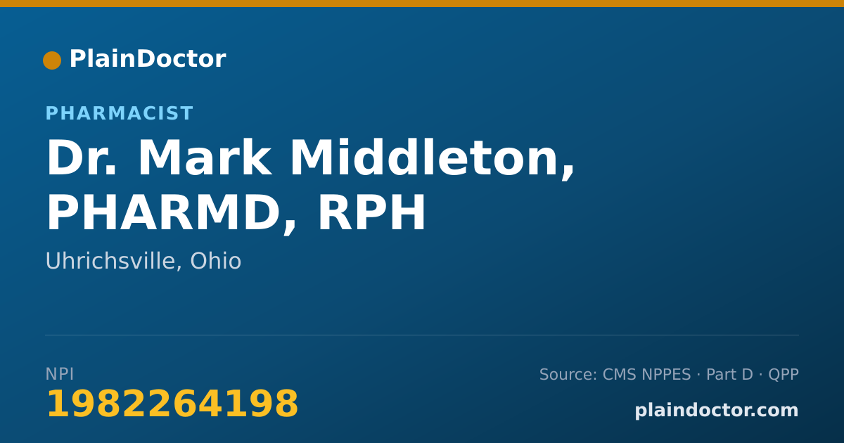 Shareable card for Mark Middleton, PHARMD, RPH - Pharmacist, Uhrichsville, OH