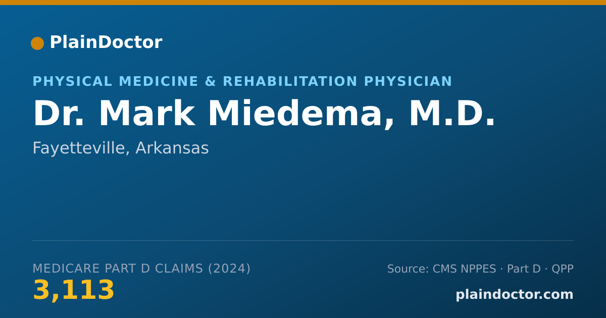 Shareable card for Mark Miedema, M.D. - Physical Medicine & Rehabilitation Physician, Fayetteville, AR