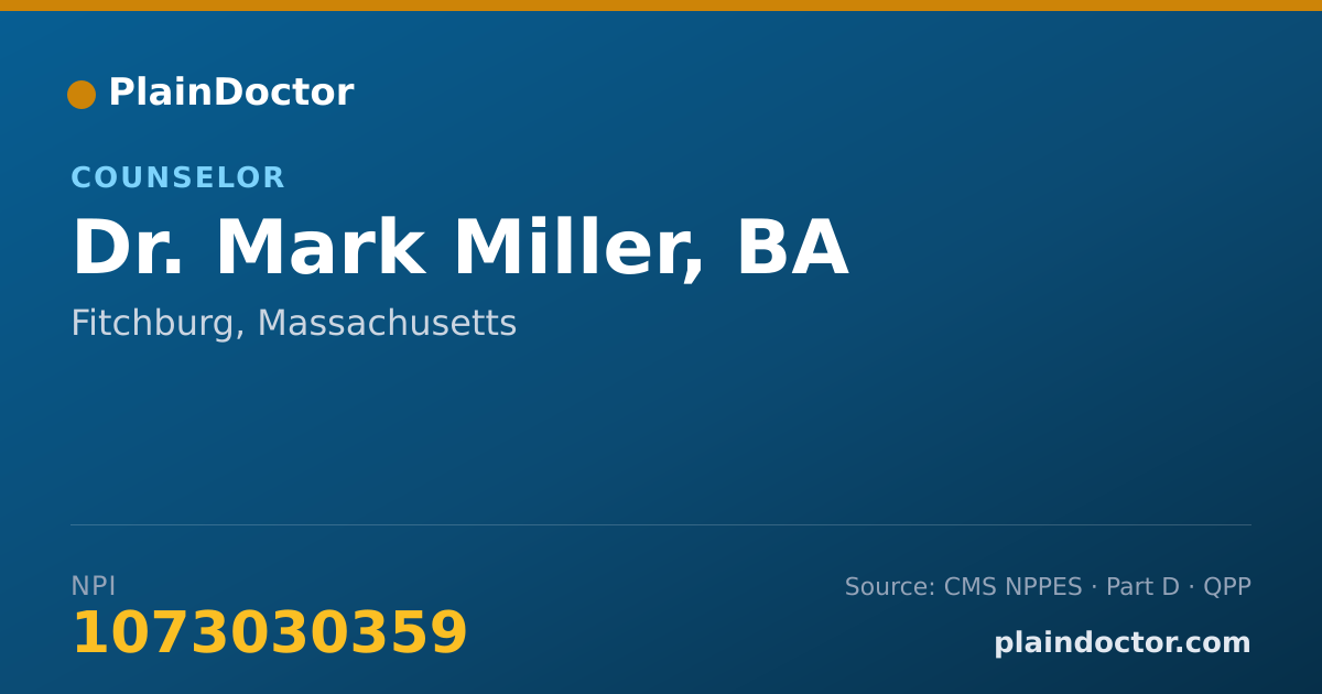 Shareable card for Mark Miller, BA - Counselor, Fitchburg, MA