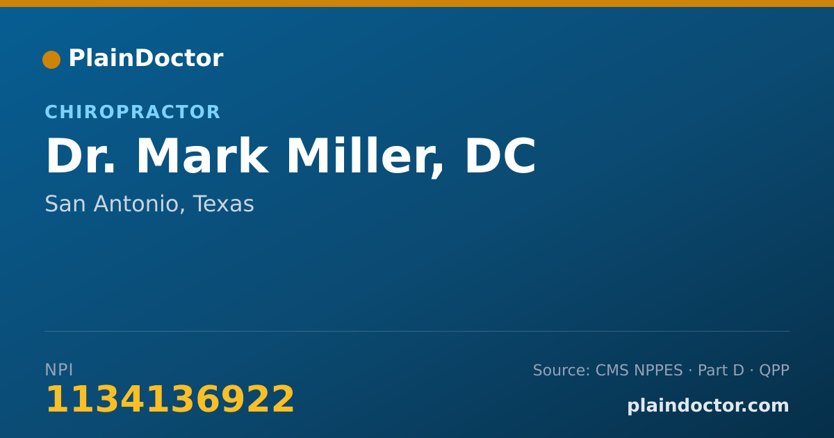 Shareable card for Mark Miller, DC - Chiropractor, San Antonio, TX