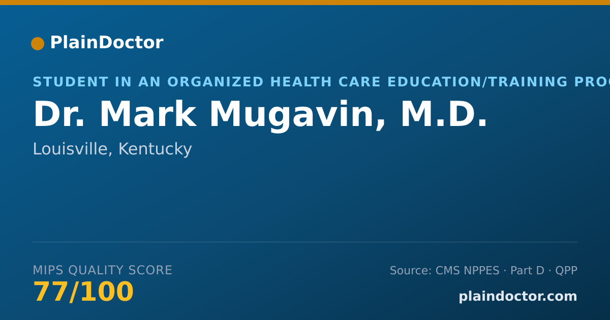 Shareable card for Mark Mugavin, M.D. - Student in an Organized Health Care Education/Training Program, Louisville, KY