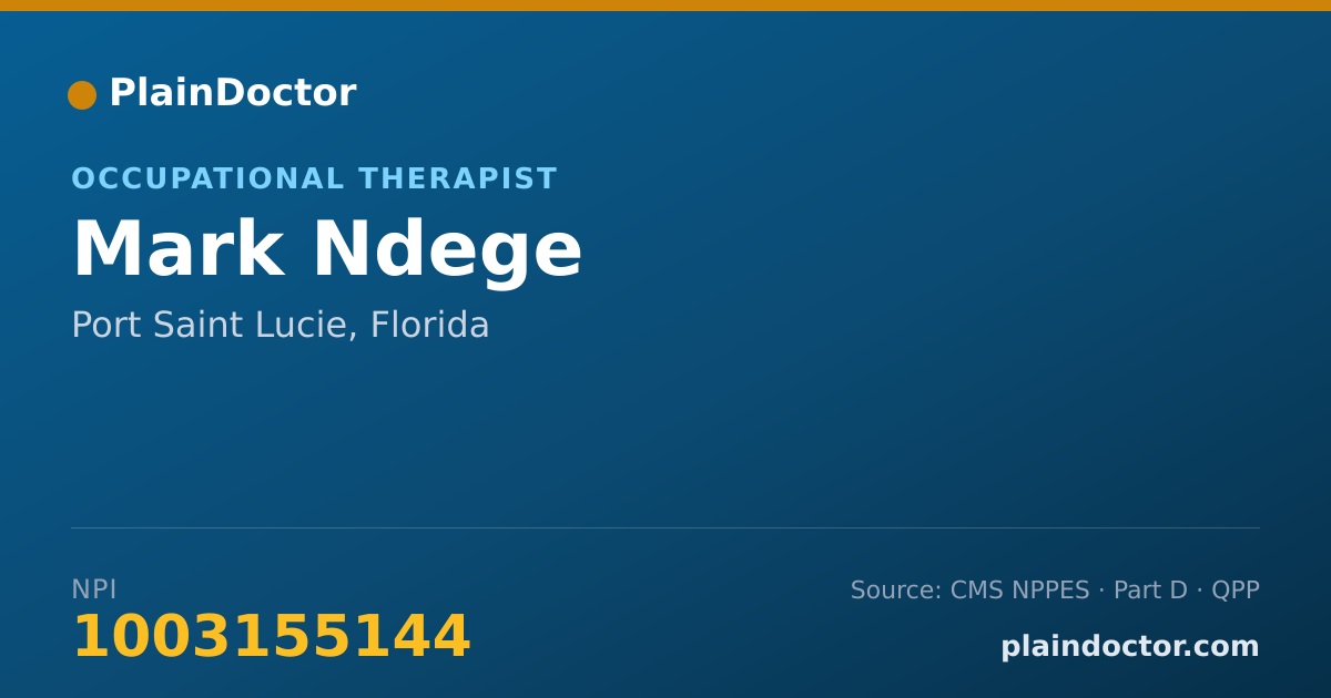 Shareable card for Mark Ndege - Occupational Therapist, Port Saint Lucie, FL