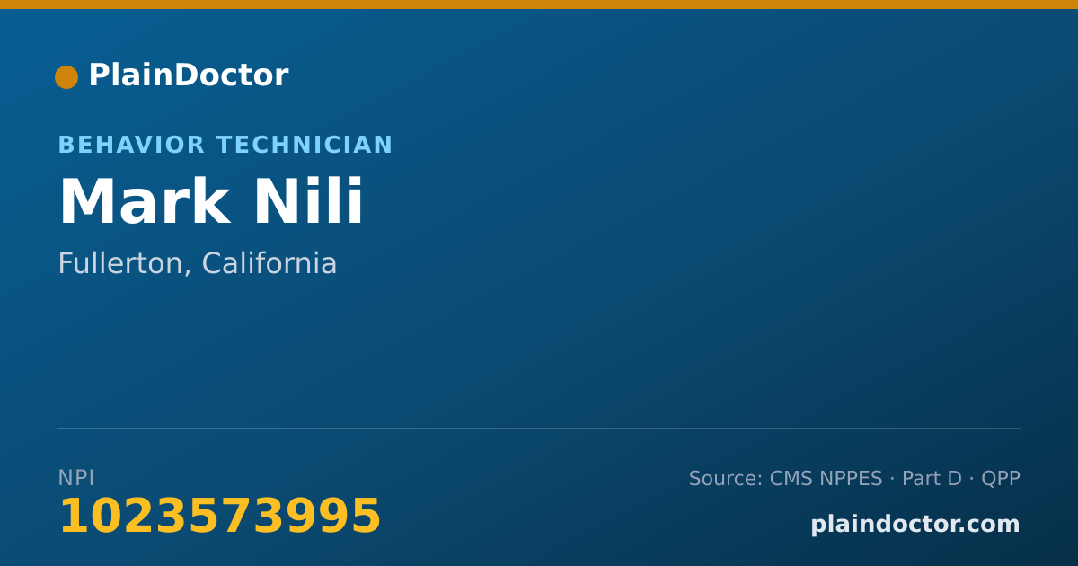 Shareable card for Mark Nili - Behavior Technician, Fullerton, CA