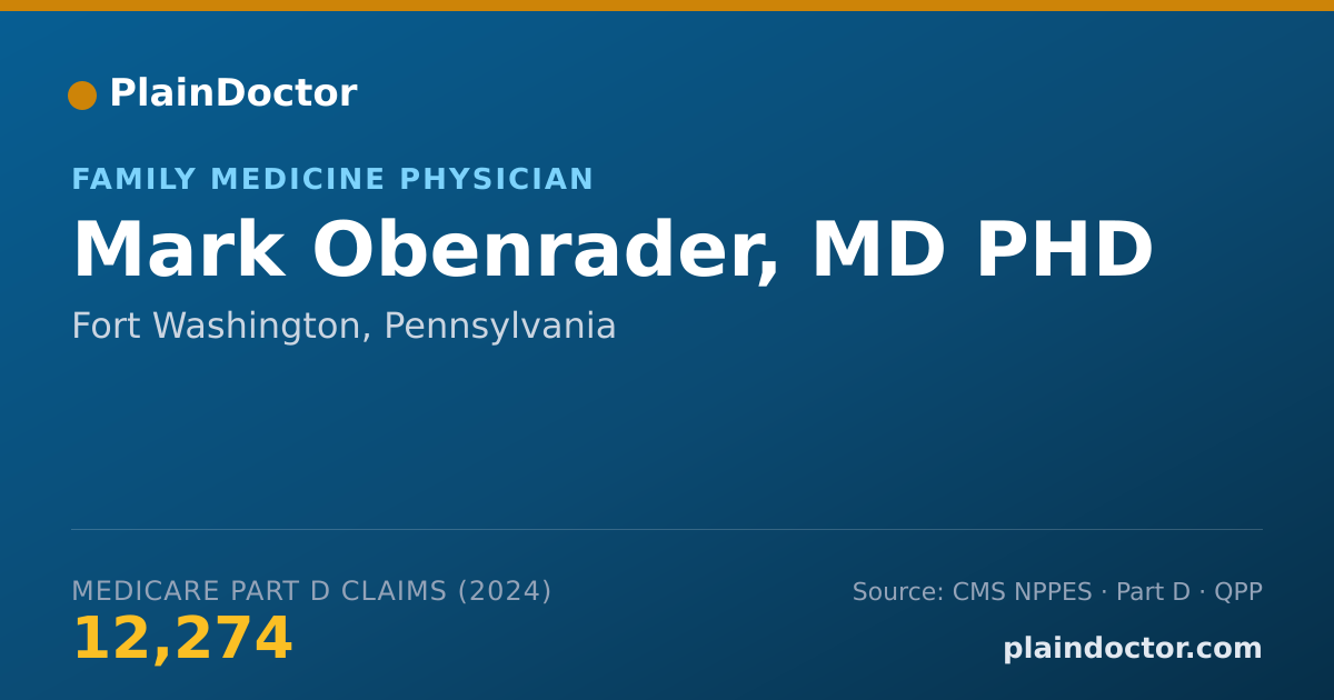 Shareable card for Mark Obenrader, MD PHD - Family Medicine Physician, Fort Washington, PA