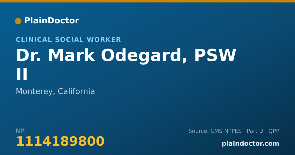 Shareable card for Mark Odegard, PSW II - Clinical Social Worker, Monterey, CA